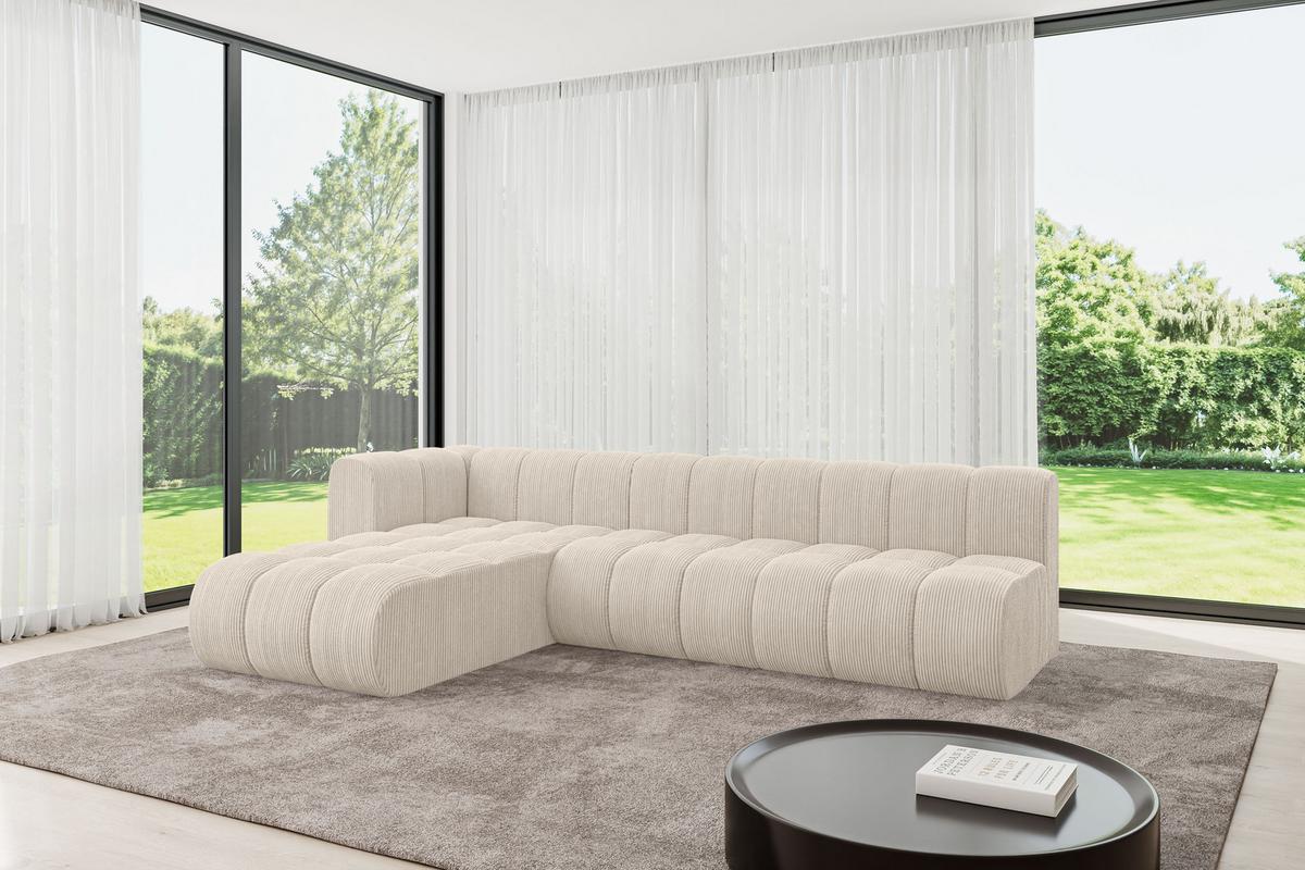 ECKSOFA modulares Sofa Darnel-L2 - 296x177x70 cm Beige - Beige, Holzwerkstoff/Textil (296/177cm) - ALTDECOR