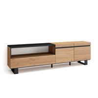 LOWBOARD, Eiche, Schwarz, 200/35/57cm - Eichefarben/Schwarz, Holzwerkstoff (200/57/35cm) - Skraut Home