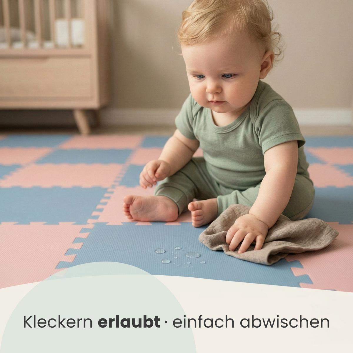 SPIELMATTE mit Rand - 180/90/1 cm Puzzlematte Rosa Blau - Rosa, Kunststoff (30/30cm) - Littletom