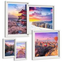 BILDER SET 5er Set - 50x50 cm & 20x30 cm & 40x60 cm Weißer Rahmen - Romantische Himmelslandschaften - Weiß, Kunststoff (40/60cm) - TULUP
