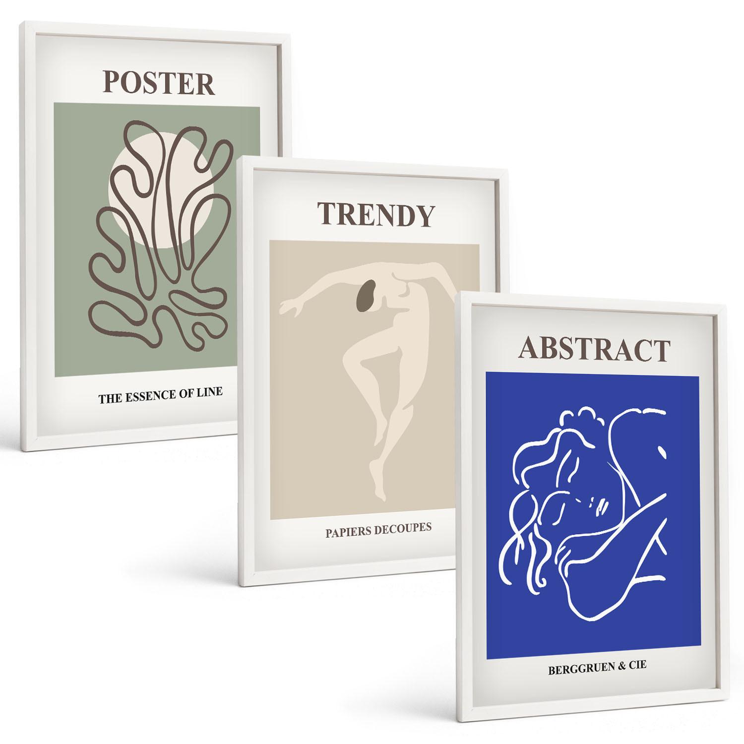 BILDER SET 3er Set - 40x60 cm Weißer Rahmen - Henri Matisse Pastellgrafiken - Weiß, Kunststoff (40/60cm) - TULUP
