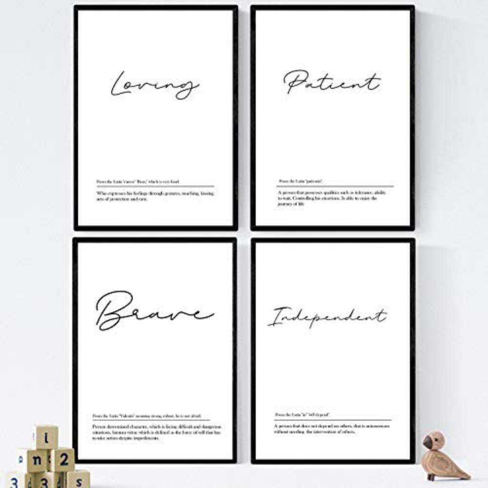 POSTER Set mit 4 Englisch Paar 2 Wörter mit Definitionen A3 Rahmenlos - Klar, Papier (29.7/3cm) - Nacnic