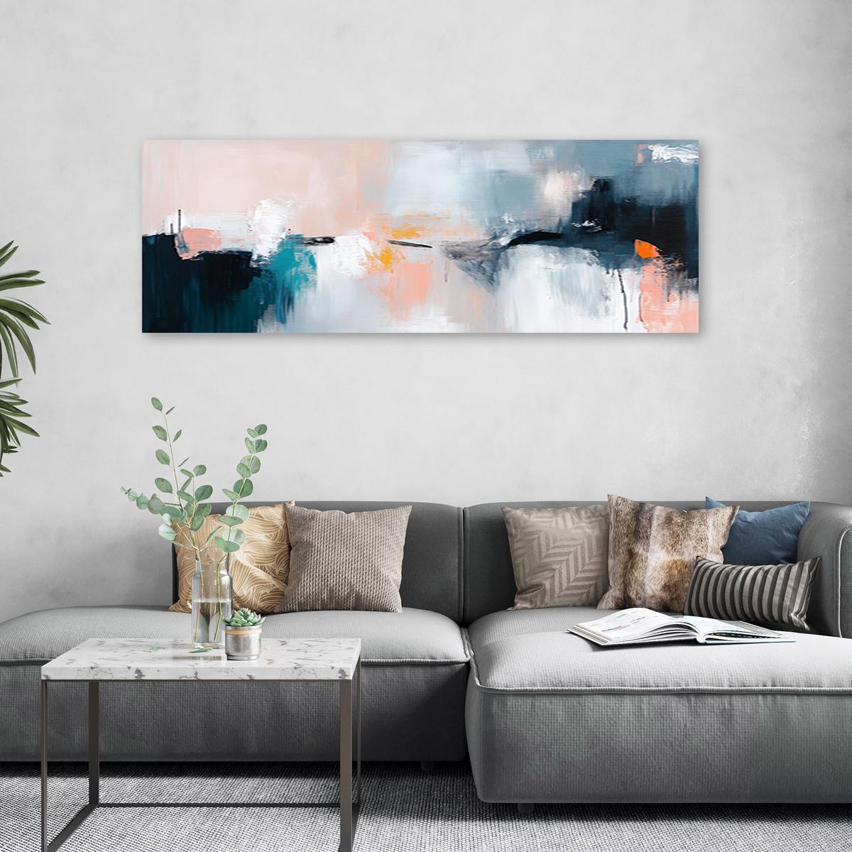 LEINWANDBILD Pastellfarbene Abstraktion 150x50cm - Multicolor, Textil (150/50cm) - Feeby