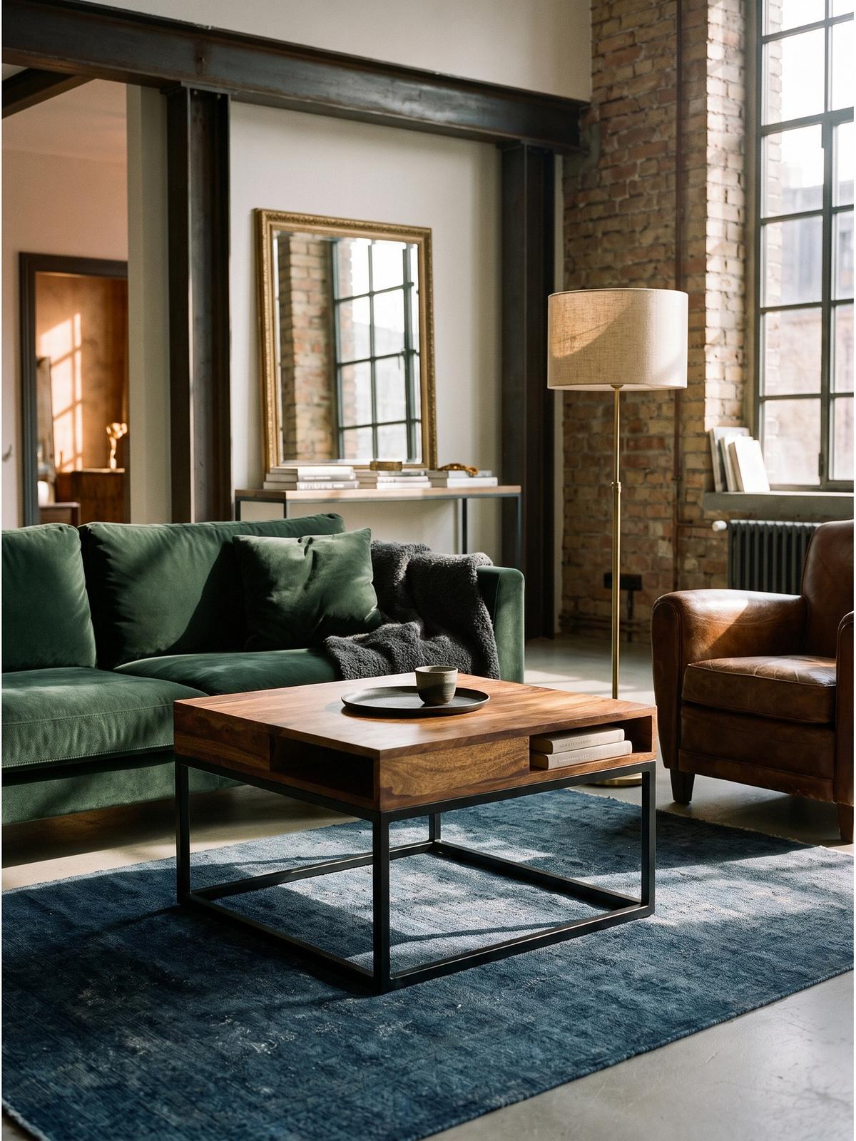 COUCHTISCH SAZAVA, Dunkles Massivholz-Schwarz, mit Stauraum, 60 x 60 x 40 cm - Schwarz/Braun, Holz/Metall (60/60/40cm) - KADIMA DESIGN