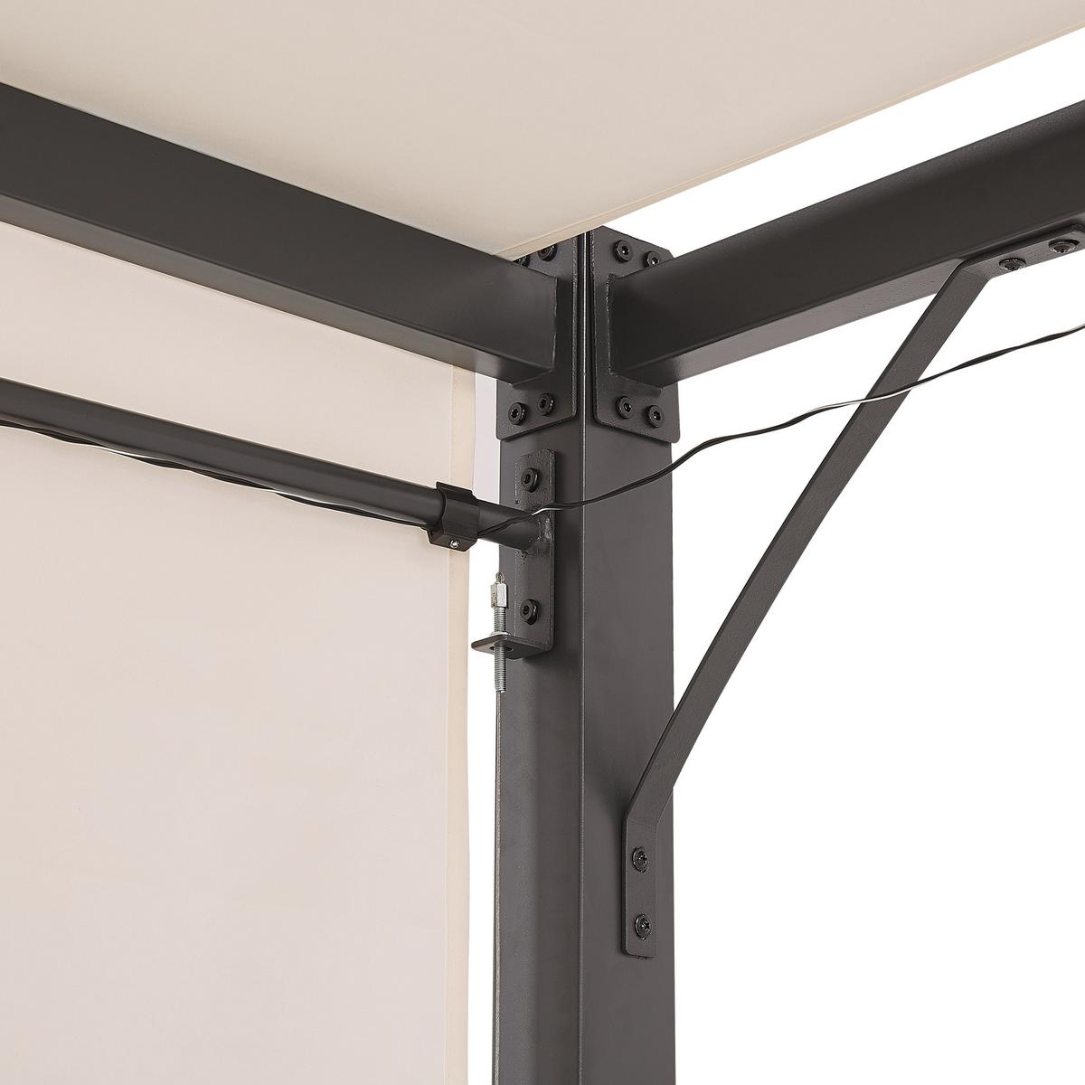PERGOLA mit LED-Beleuchtung Stahl beige 310/310 cm Parga - Beige/Schwarz, Metall (310/215/310cm) - Beliani
