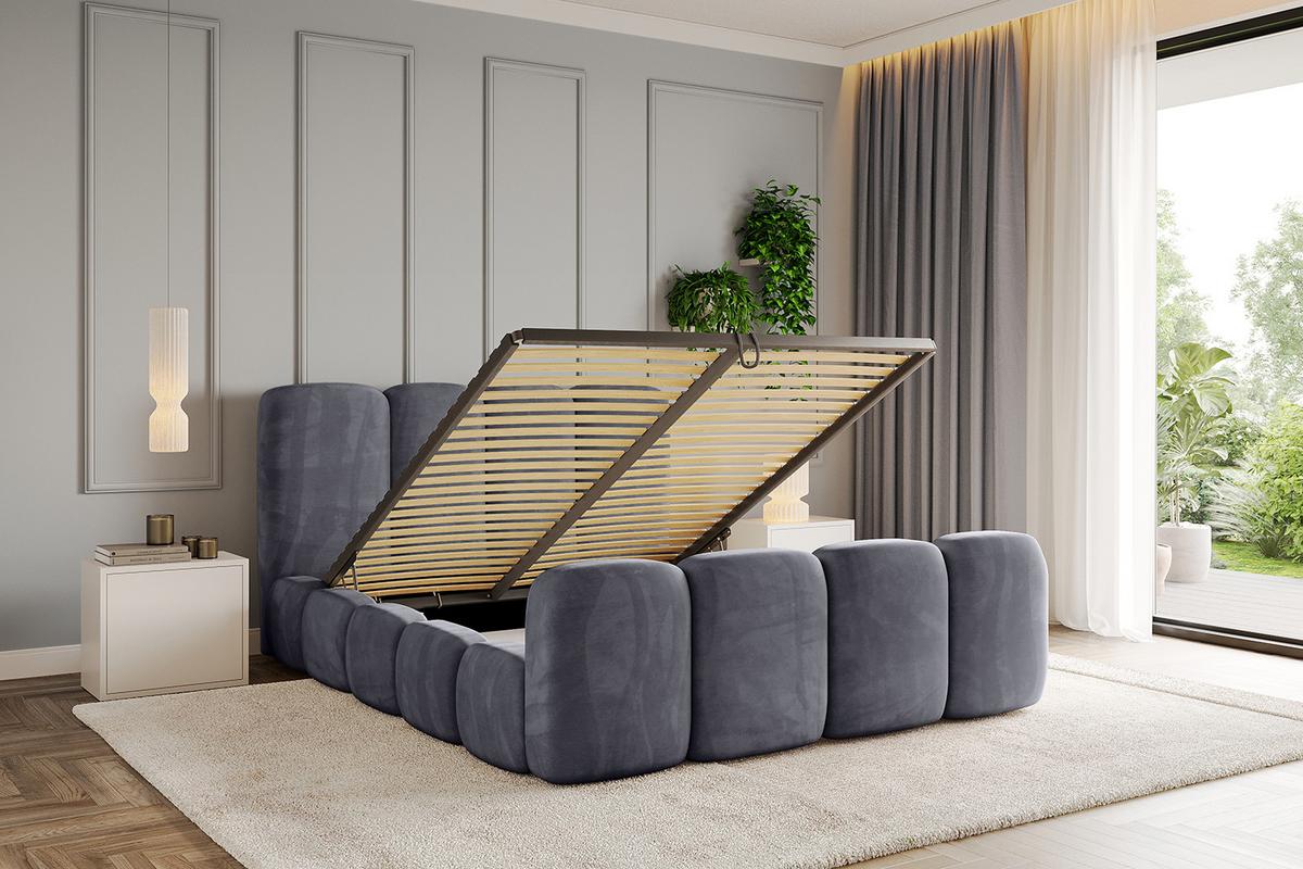 POLSTERBETT mit Bettkasten, Fußteil und Lattenrost, Boxbett ohne Matratze - KALA-Z 140x200 Dunkelgrau - Dunkelgrau, Holzwerkstoff/Textil (140/200cm) - ALTDECOR