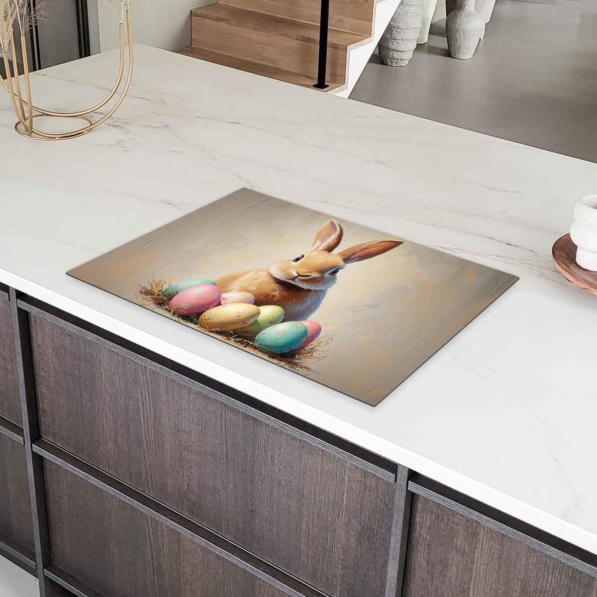 HERDABDECKPLATTE Osterhase - Pastell - Eier Ceranfeldabdeckung 76x51.5 cm - Beige, Kunststoff (76/51.5/0.2cm) - MuchoWow