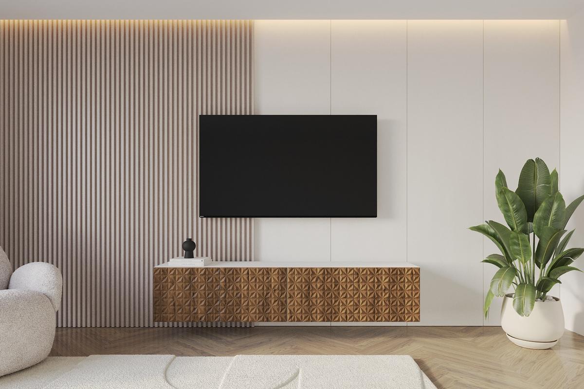 LOWBOARD VIRA-W 2x100x40x40 cm - Weiß / Katania - Eiche Wotan, Holzwerkstoff (200/40/40cm) - ALTDECOR