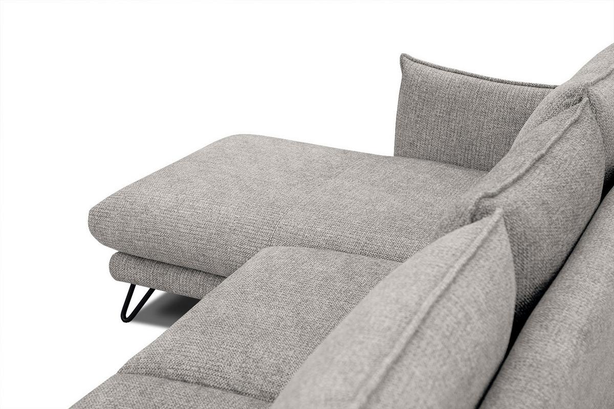 ECKSOFA HOSTEN 4-Sitzer, platinfarben - Platinfarben/Schwarz, Holzwerkstoff/Textil (158/269cm) - Wozimo