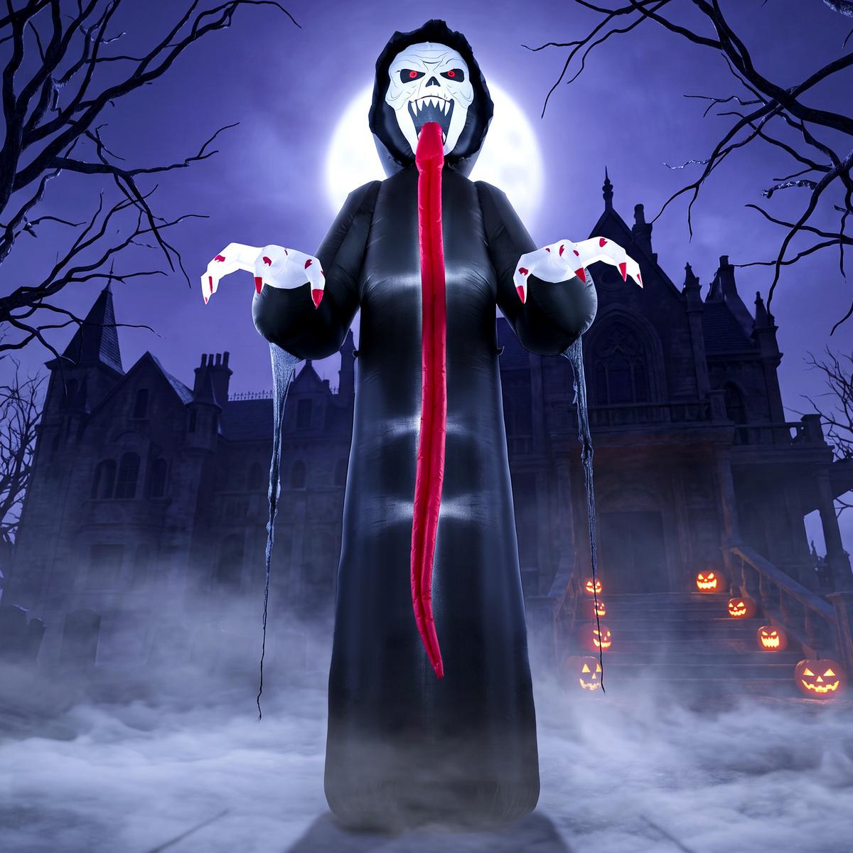 AUFBLASBARES-HALLOWEEN-SKELETT Polyestergewebe Schwarz - Schwarz, Textil (95/310/130cm) - Outsunny