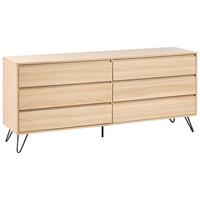 KOMMODE mit 6 Schubladen Hellbraun Cardigan - Hellbraun, Holzwerkstoff (160/70/40cm) - Beliani