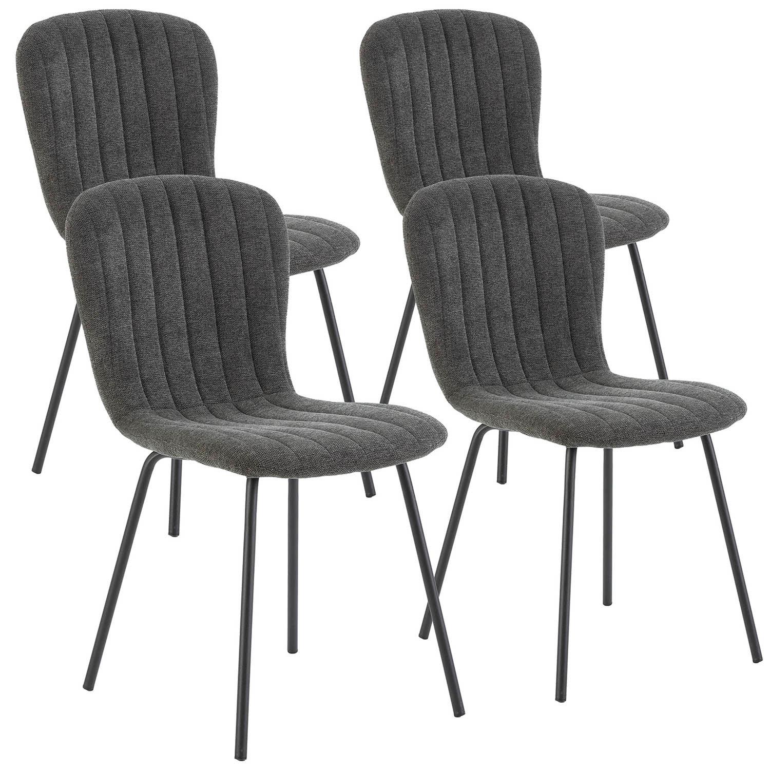 STUHL 4er-Set Lucky dunkelgrauer Stoff - Dunkelgrau, Textil/Metall (46/85/57cm) - VS Venta-stock