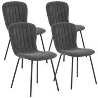 STUHL 4er-Set Lucky dunkelgrauer Stoff - Dunkelgrau, Textil/Metall (46/85/57cm) - VS Venta-stock