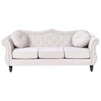3-SITZER-SOFA Samtstoff Hellbeige Skien - Beige/Schwarz, Textil (204/86/78cm) - Beliani