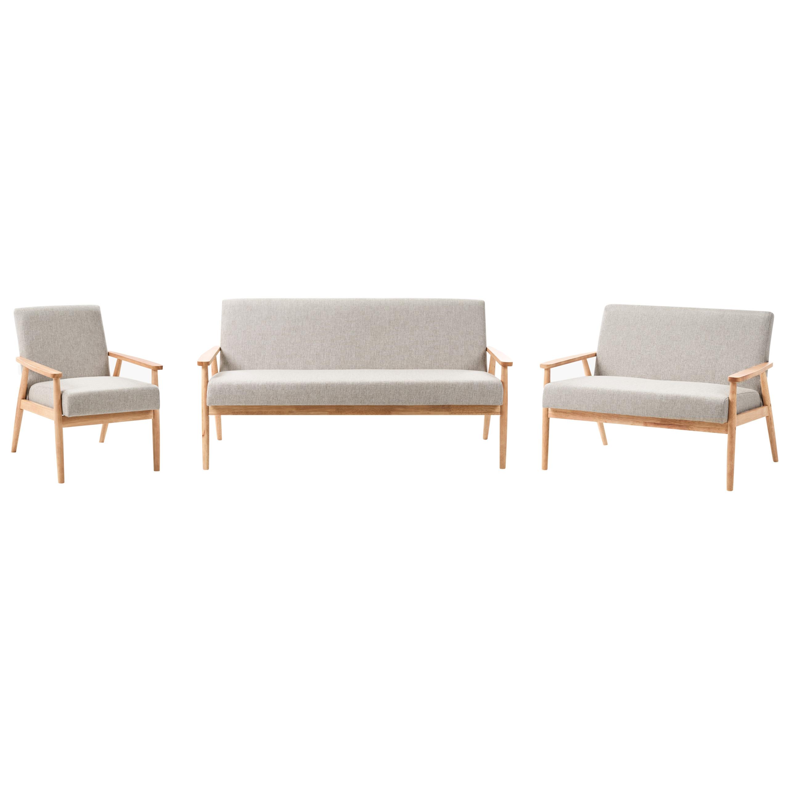 SOFA-SET 6-Sitzer Stoff Hellbraun/Grau Esrum - Hellbraun/Dunkelgrau, Textil (151/79/72cm) - Beliani
