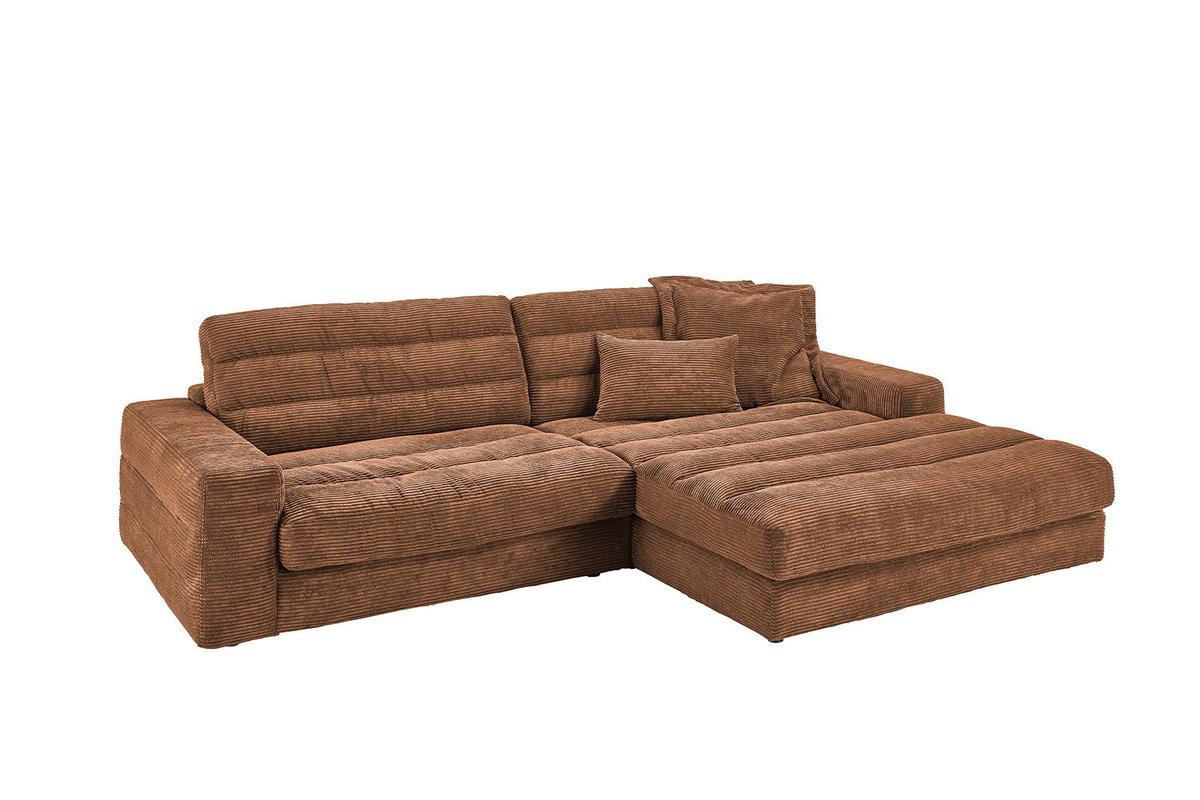 ECKSOFA LANA SOFA Braun Cord - Schwarz/Braun, Textil (296/205cm) - KAWOLA