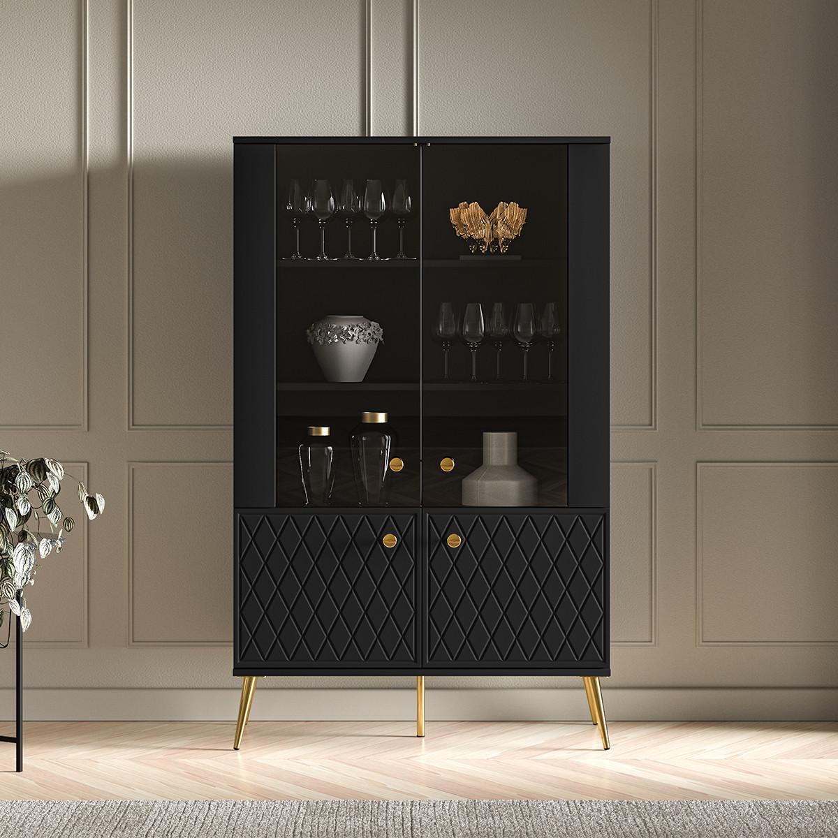 GESCHIRRSCHRANK Manoé Schwarz - Schwarz, Holzwerkstoff (92/149/40cm) - Petits-meubles
