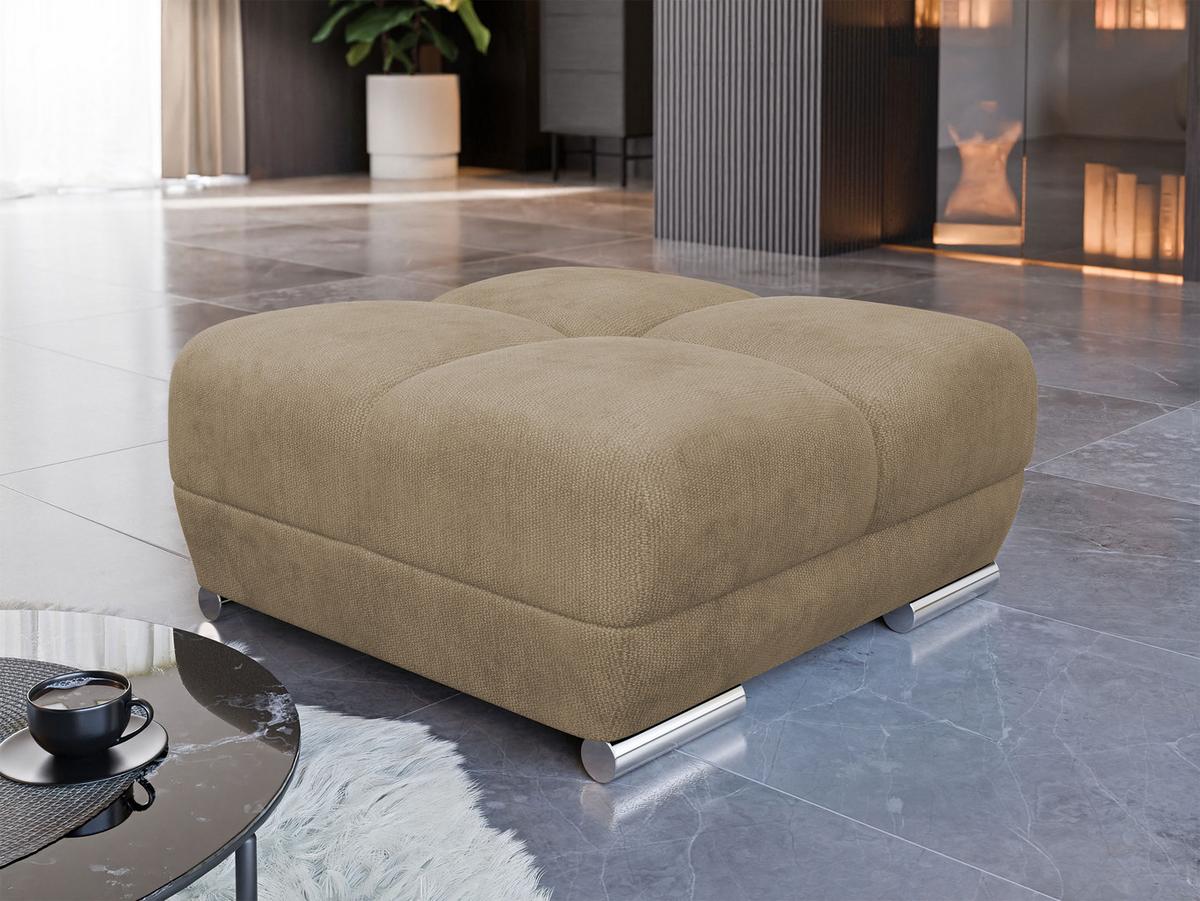 POLSTERHOCKER Logo - Beige/Silberfarben, Holz/Kunststoff (90/45/90cm) - MIRJAN24