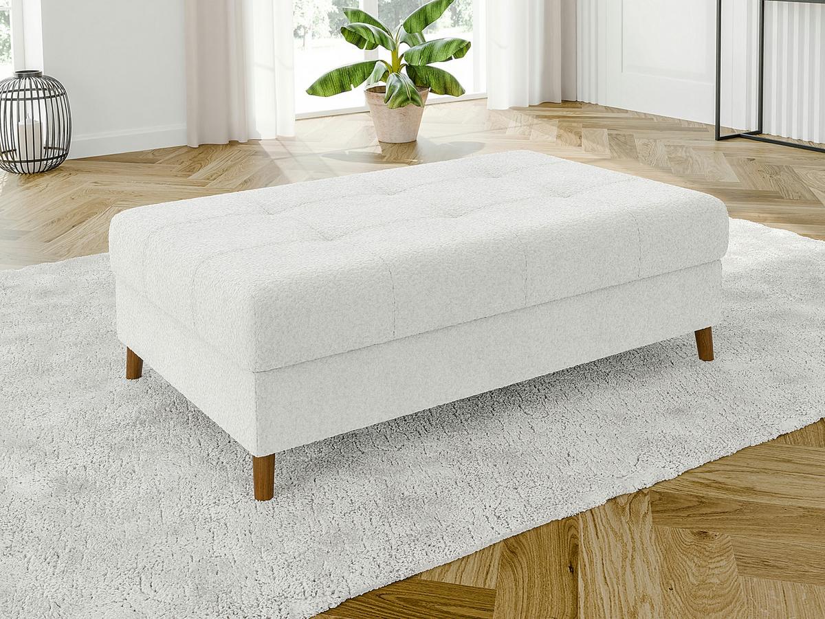 HOCKER Henrik Weiß Boucle - Weiß/Braun, Holz/Textil (118/40/73cm) - S-Style Möbel