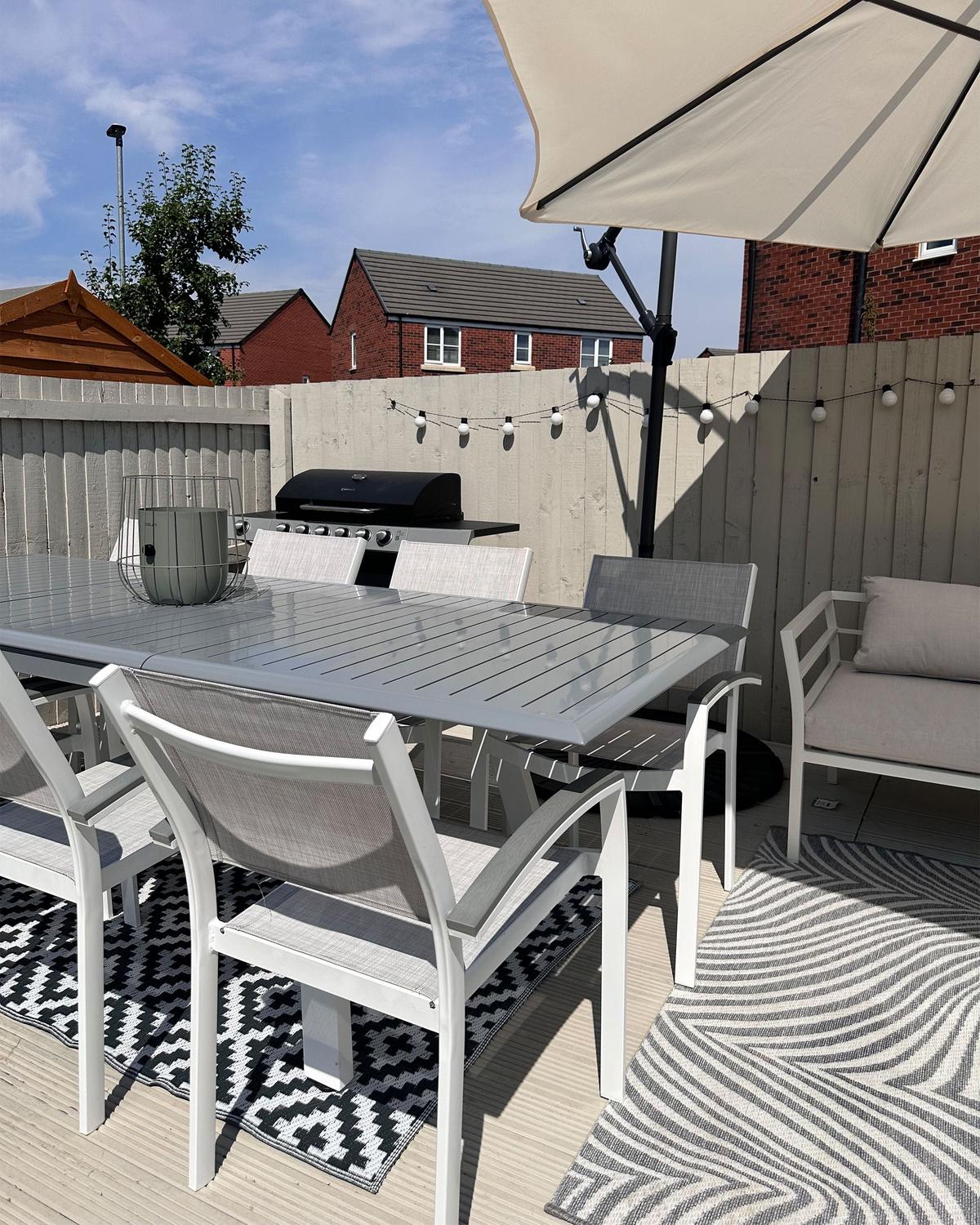GARTENMÖBEL SET 8-Sitzer Aluminium grau Pereta - Weiß/Grau, Metall - Beliani