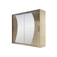 KLEIDERSCHRANK London IX, mit RGB LED Beleuchtung - Silberfarben/Sonoma Eiche, Holzwerkstoff/Kunststoff (180/215/58cm) - MIRJAN24