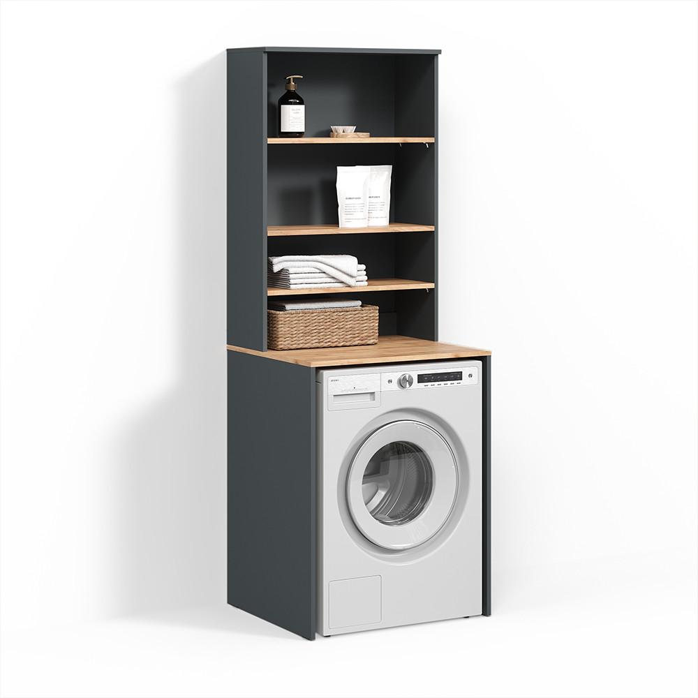WASCHMASCHINENSCHRANK Paolina Anthrazit/Goldkraft Eiche 66 x 88.2 cm 2 Teile mit Regal - Honigeiche/Anthrazit, Holzwerkstoff (66/88.2/60cm) - Livinity®