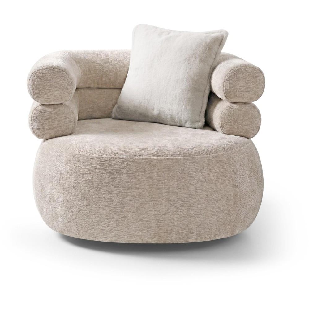 SESSEL Nano, Drehsessel mit runder Form, Beige - Beige, Textil (95/75/95cm) - Beautysofa