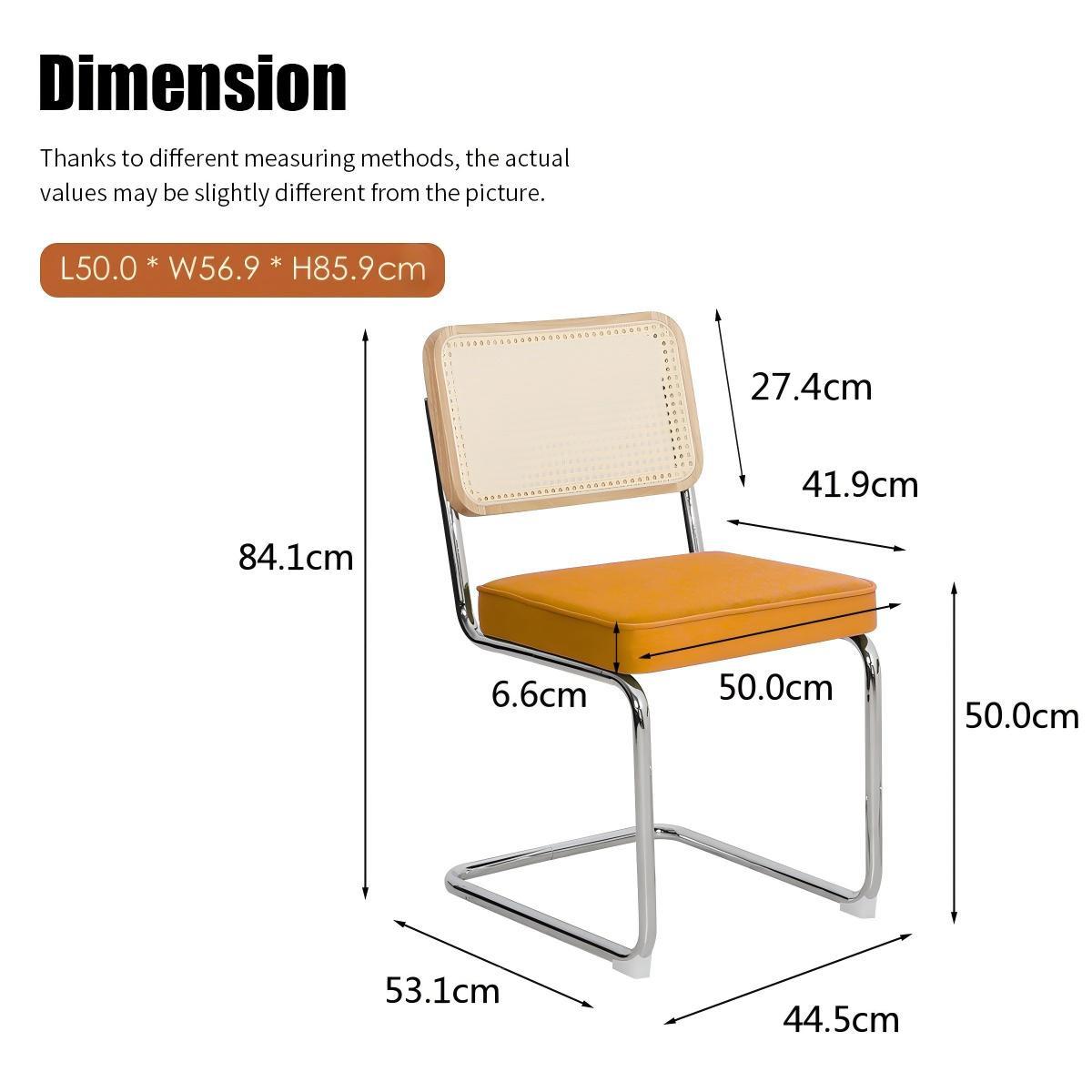 ESSZIMMERSTUHL 2er set stoff rattan verchromtes gestell freischwinger - Orange, Textil (53/84.6/46.4cm) - Urban Meuble