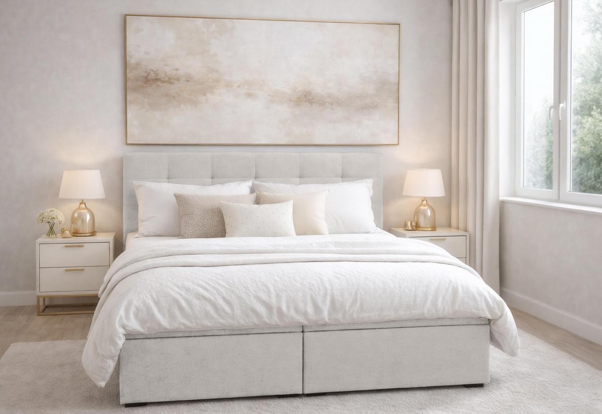 BOXBETT GALATA 140x200 cm mit Bettkasten und Matratze - Beige + TOPPER - Beige/Schwarz, Holz/Holzwerkstoff (140/200cm) - AX Living