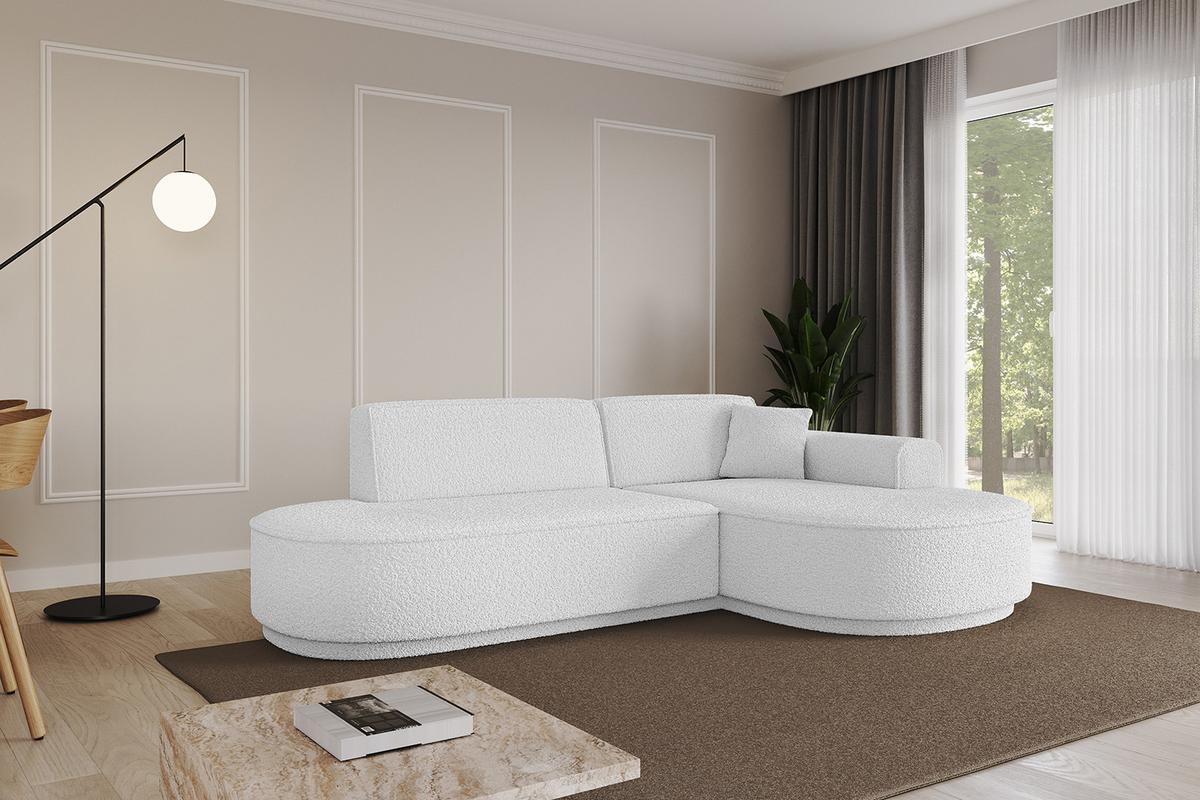 ECKSOFA Ottomane Rechts MARI-L1-v3 - 243x171x83 cm Weiß Bouclé - Schwarz/Weiß, Holzwerkstoff/Kunststoff (171/243cm) - ALTDECOR