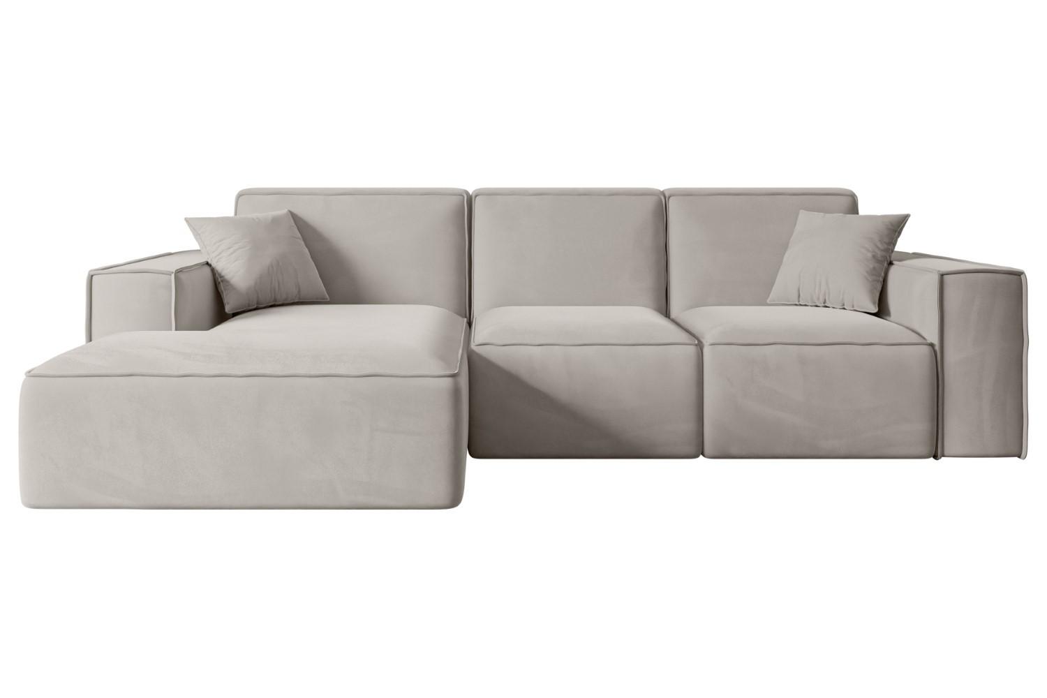 ECKSOFA Ottomane Links SERRA-L - 266x169x80 cm Hellbraun Velours - Hellbraun/Schwarz, Holzwerkstoff/Kunststoff (165/266cm) - ALTDECOR
