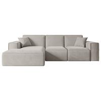 ECKSOFA Ottomane Links SERRA-L - 266x169x80 cm Hellbraun Velours - Hellbraun/Schwarz, Holzwerkstoff/Kunststoff (165/266cm) - ALTDECOR