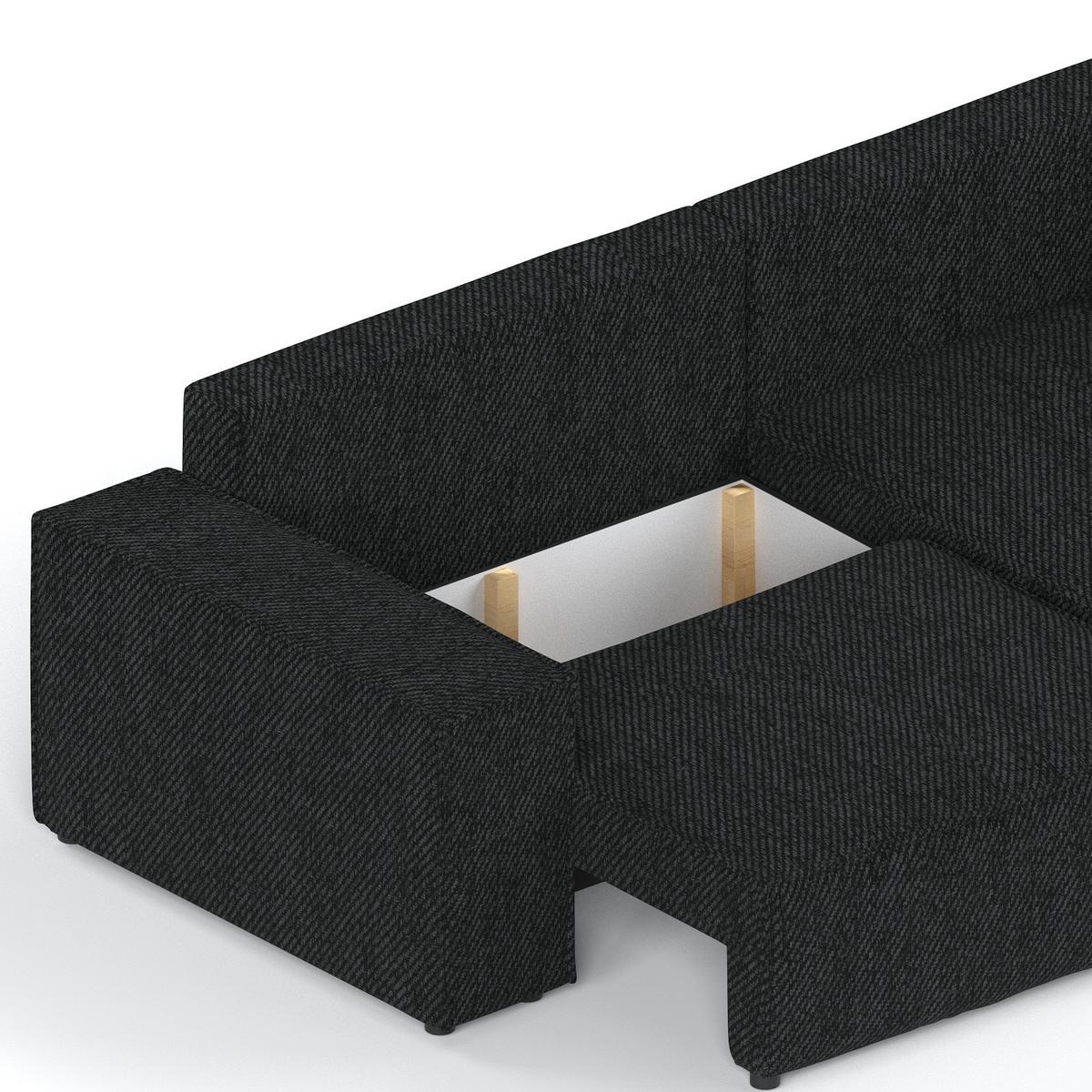ECKSOFA AVION mit Schlaffunktion Schwarz im Neve Stoff - Schwarz, Holz/Holzwerkstoff (253/148cm) - AltaBeds