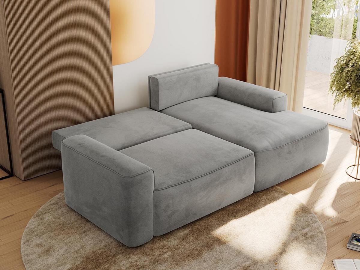 ECKSOFA BELLUNO L Hellgrau Velvet - Rechts - Hellgrau/Schwarz, Textil (233/144cm) - MKS