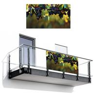 BALKON-SICHTSCHUTZ Trauben - Wein - Natur - Grün Witterungsbeständig 200x110 cm - Weinrot, Kunststoff (200/110cm) - MuchoWow