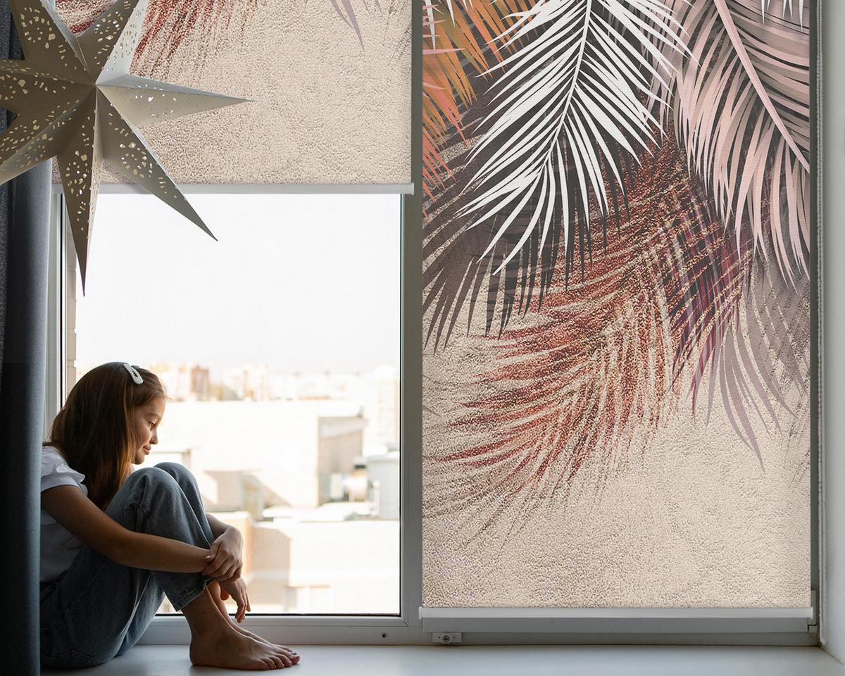 INNENROLLO - Fensterrollo - Rollo - 80x140 cm - Blätter - Grau, Kunststoff (80/140/0.5cm) - TULUP