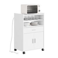 MIKROWELLENSCHRANK mit 4-in-1-Ladestation 61,5×40×92 cm - Ahornfarben, Fell (61/92/40cm) - SoBuy