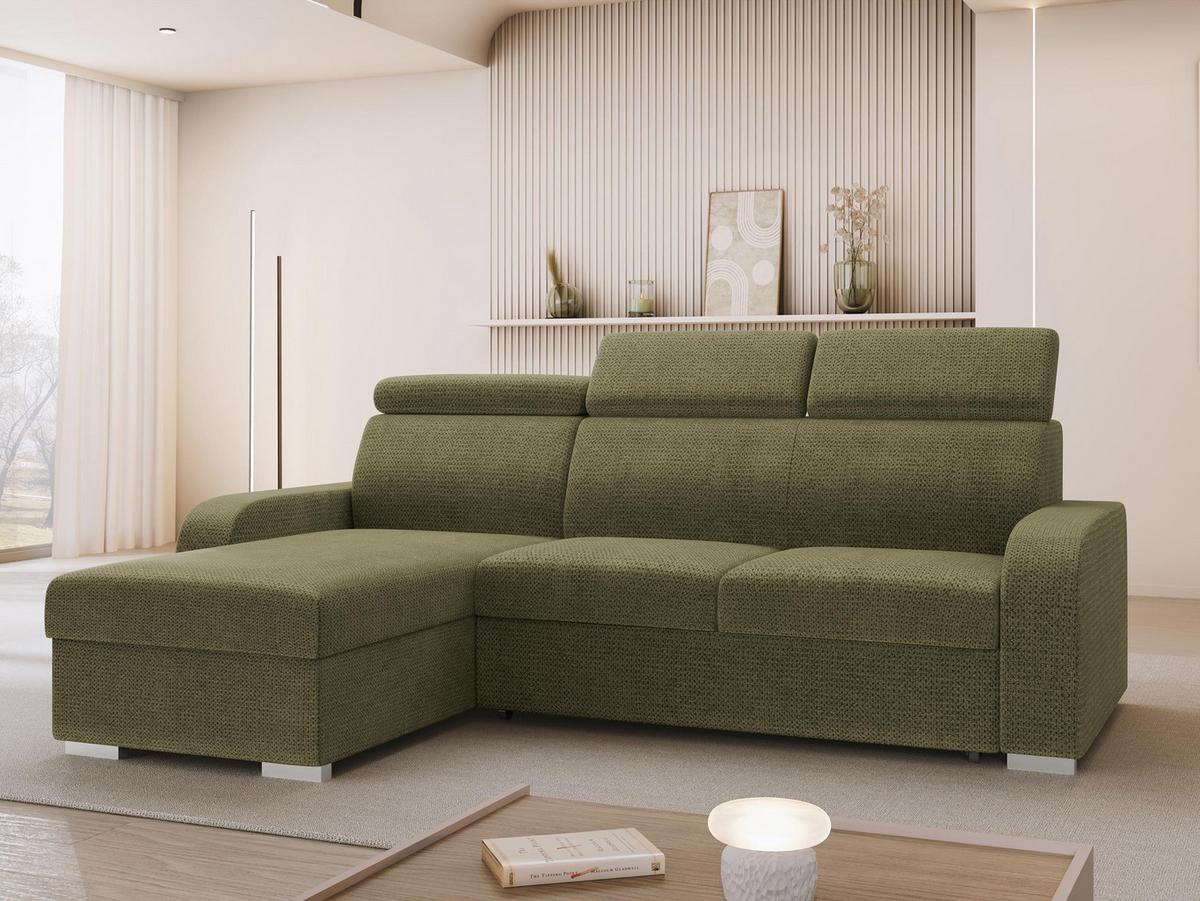ECKSOFA Oslo 2rLC - Silberfarben/Grün, Holz/Textil (235/170cm) - MIRJAN24