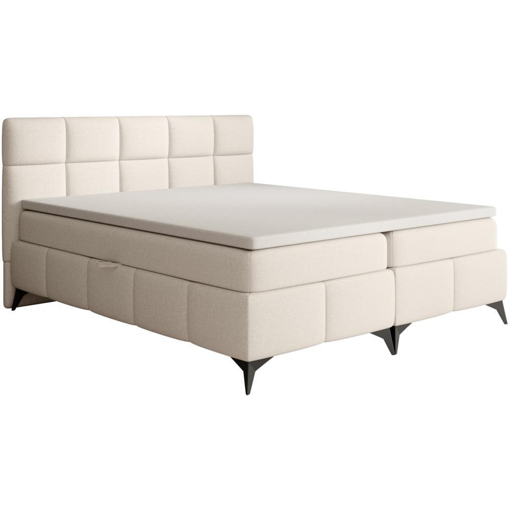BOXBETT Solido mit Bettkasten 180x200 cm hellbeige - Beige/Schwarz, Textil/Metall (180/200cm) - Beautysofa