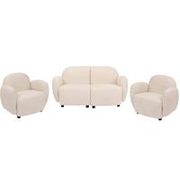 WOHNZIMMER-SET Cremeweiß - Creme, Textil (148/77/79cm) - MCW