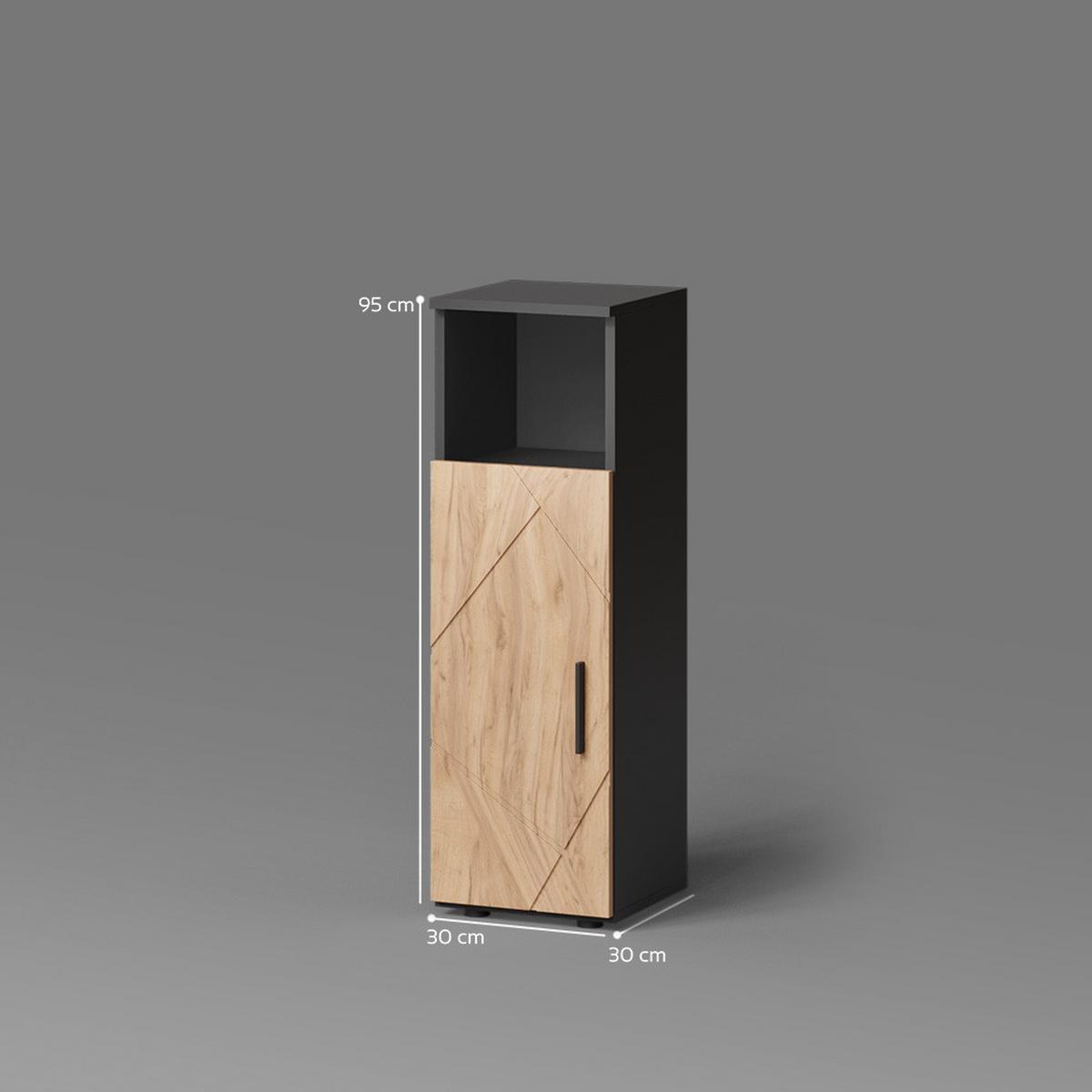 MIDISCHRANK Ronco Goldkraft Eiche/Anthrazit 30 x 95 cm - Honigeiche/Anthrazit, Holzwerkstoff (30/95/30cm) - Livinity®
