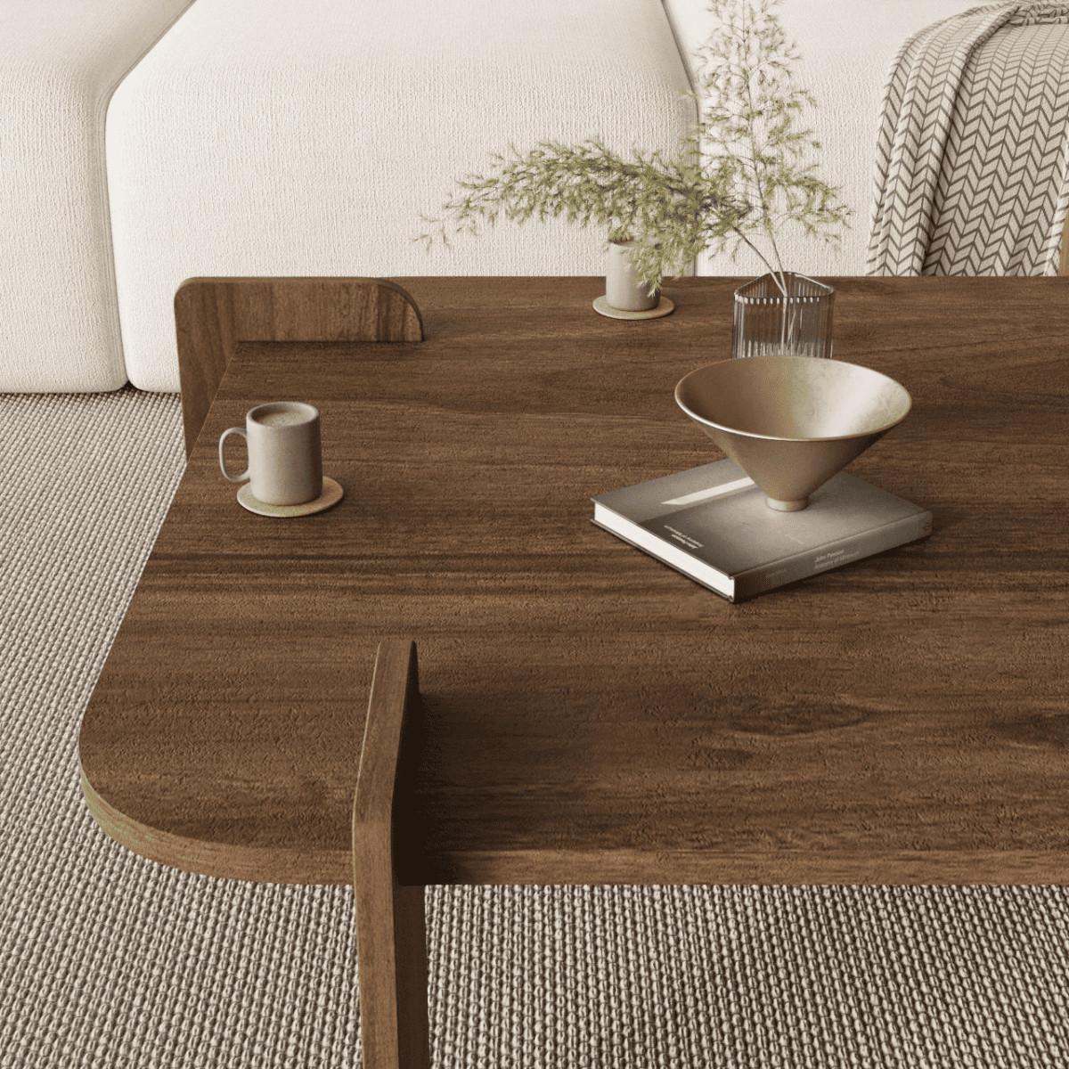 COUCHTISCH mit quadratischer platte 90/90/35 cm - Naturfarben, Holzwerkstoff (8/90/35cm) - Calicosy