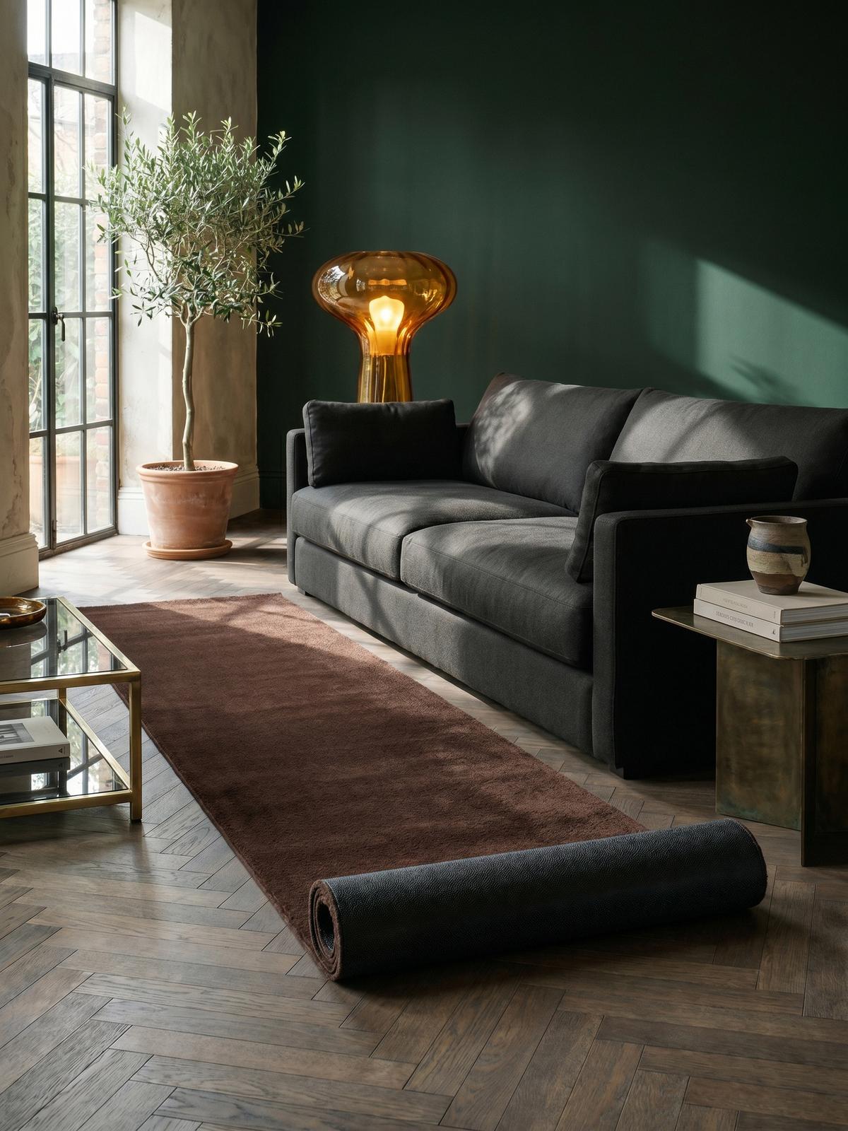 TEPPICHLÄUFER Antirutsch Uni RUTOR Polyester Braun 80 x 300 cm - Braun, Textil (80/300cm) - KADIMA DESIGN