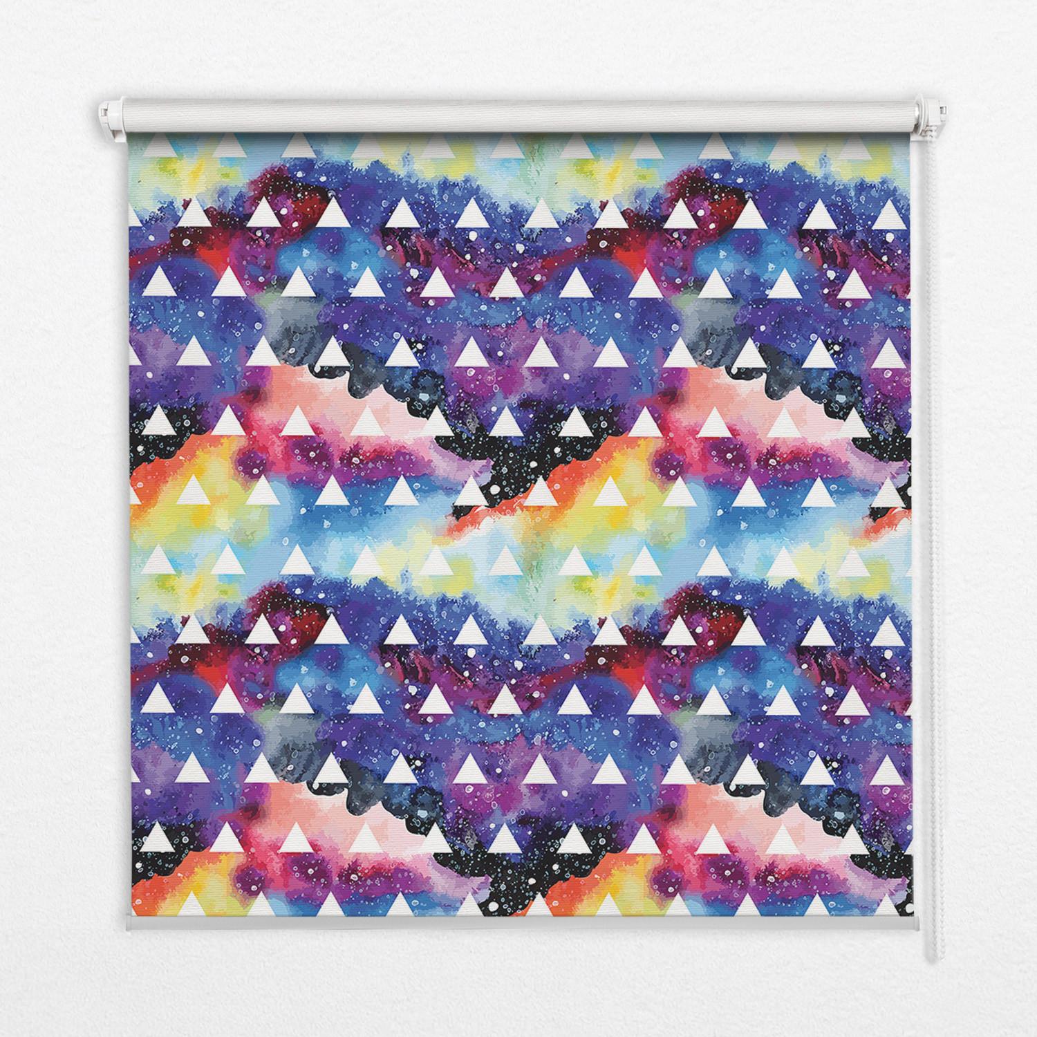 INNENROLLO - Fensterrollo - Rollo - 60x40 cm - Weiße Dreiecke auf farbigem Hintergrund - Blau, Kunststoff (60/140/0.5cm) - TULUP