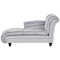 CHAISELONGUE Samtstoff hellgrau rechtsseitig Lormont - Grau, Textil (141/76/70cm) - Beliani