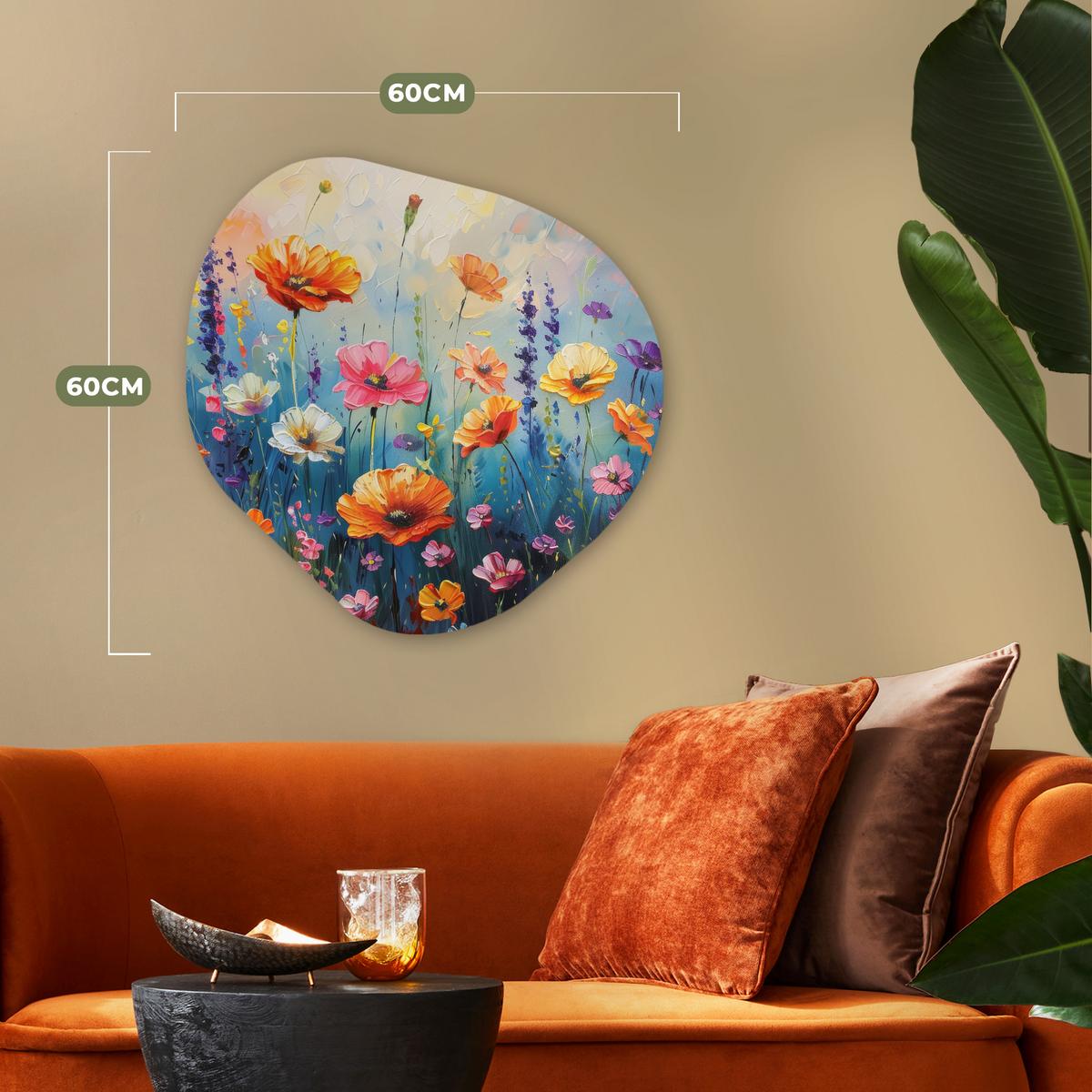 WANDBILD Blumen - Natur - Aquarell - Kunst Wandbild 60x60 cm - Multicolor, Kunststoff (60/60cm) - MuchoWow