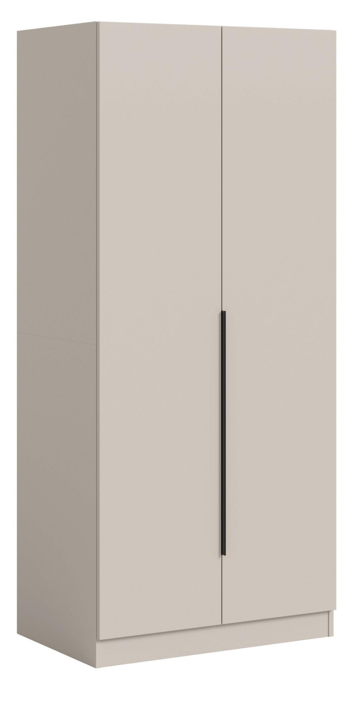 KLEIDERSCHRANK kaschmir 80 x 181 cm, Drehtürenschrank 2-türig mit Einlegeböden - Kaschmir/Schwarz, Holzwerkstoff/Kunststoff (80/181/52cm) - Inn.Furn