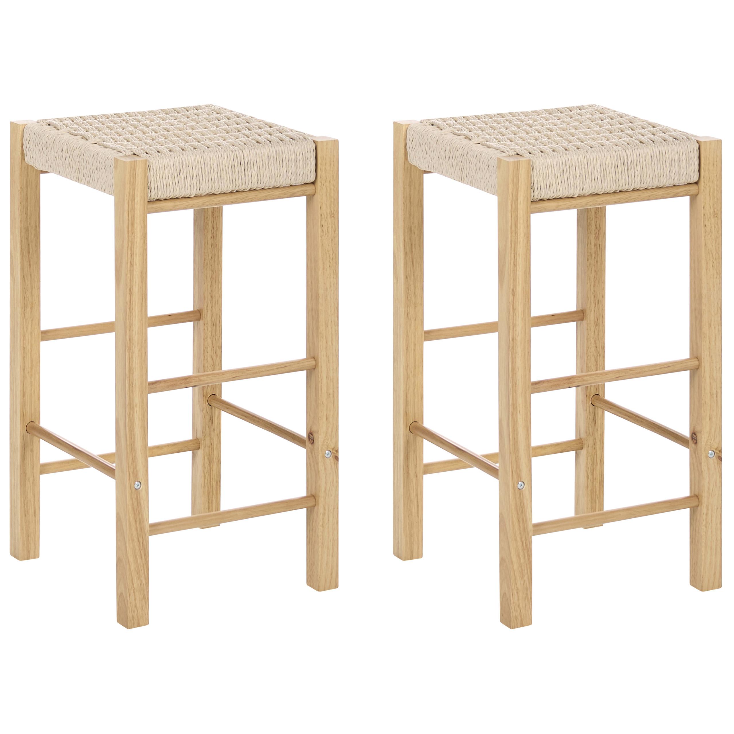 BARHOCKERN 2er-Set Braun Embrun - Hellbraun/Beige, Holz (35/66/35cm) - Beliani