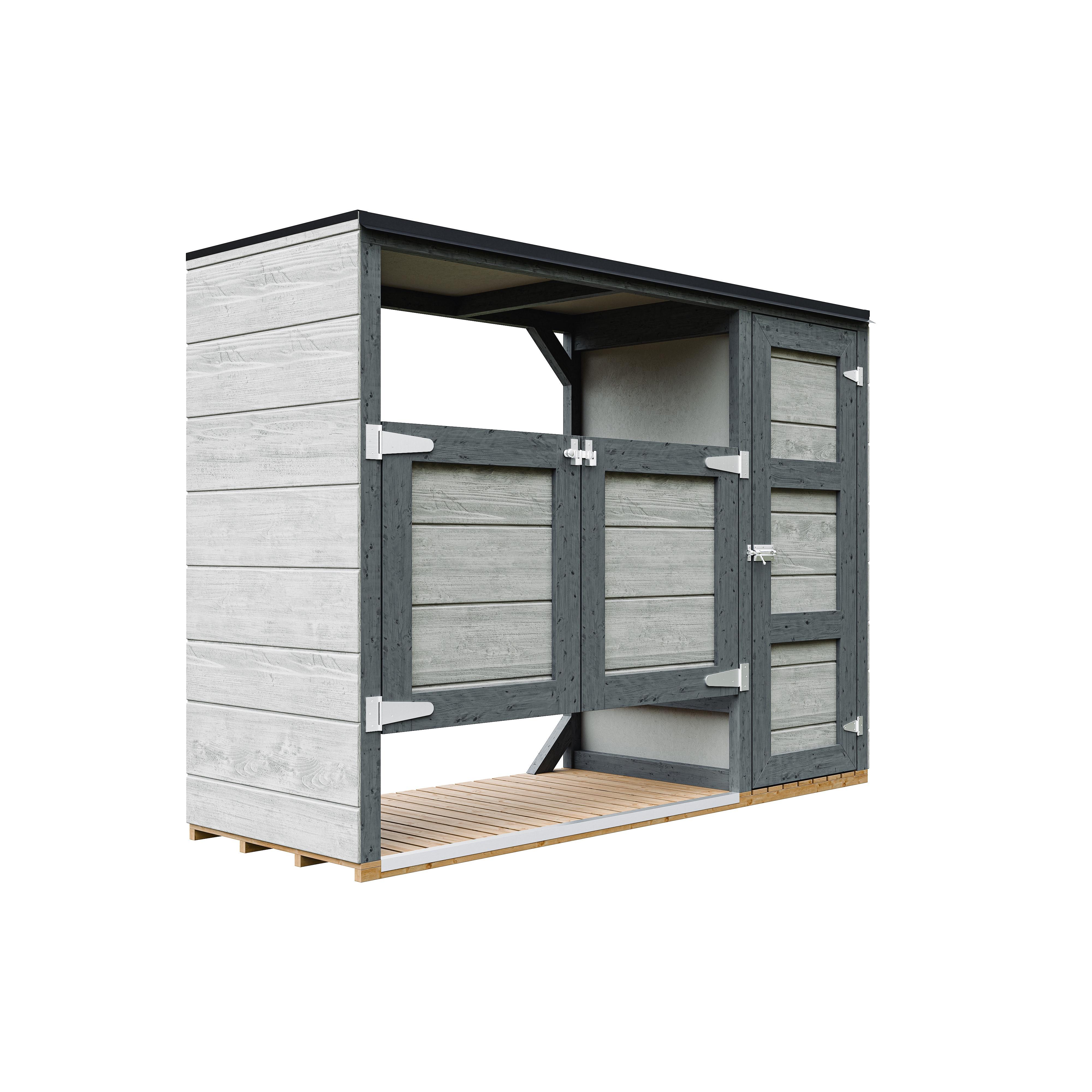 MÜLLTONNENBOX 2er 240L, M981A-TUNDRA CAVERN, aus wetterfestem LP Smartside Holz - Graubraun, Holz (217/159/75cm) - Timbela