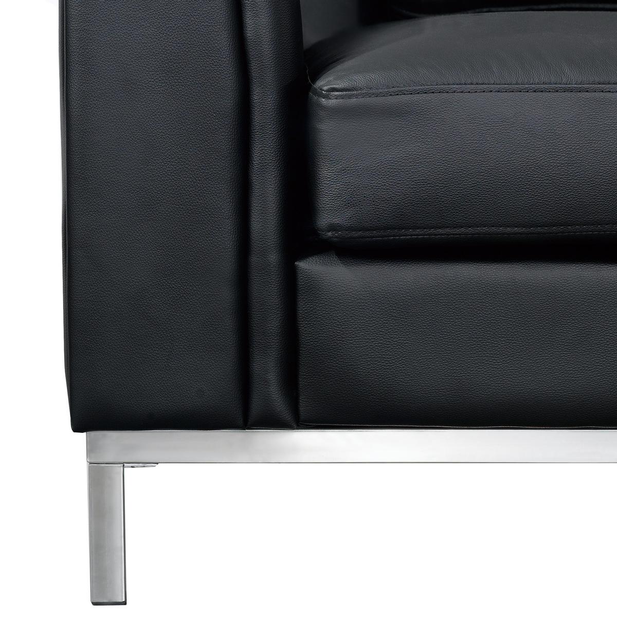 ECKSOFA rechtsseitig mit Ottomane Leder Schwarz Oslo - Schwarz, Leder/Fell (270/151cm) - Beliani
